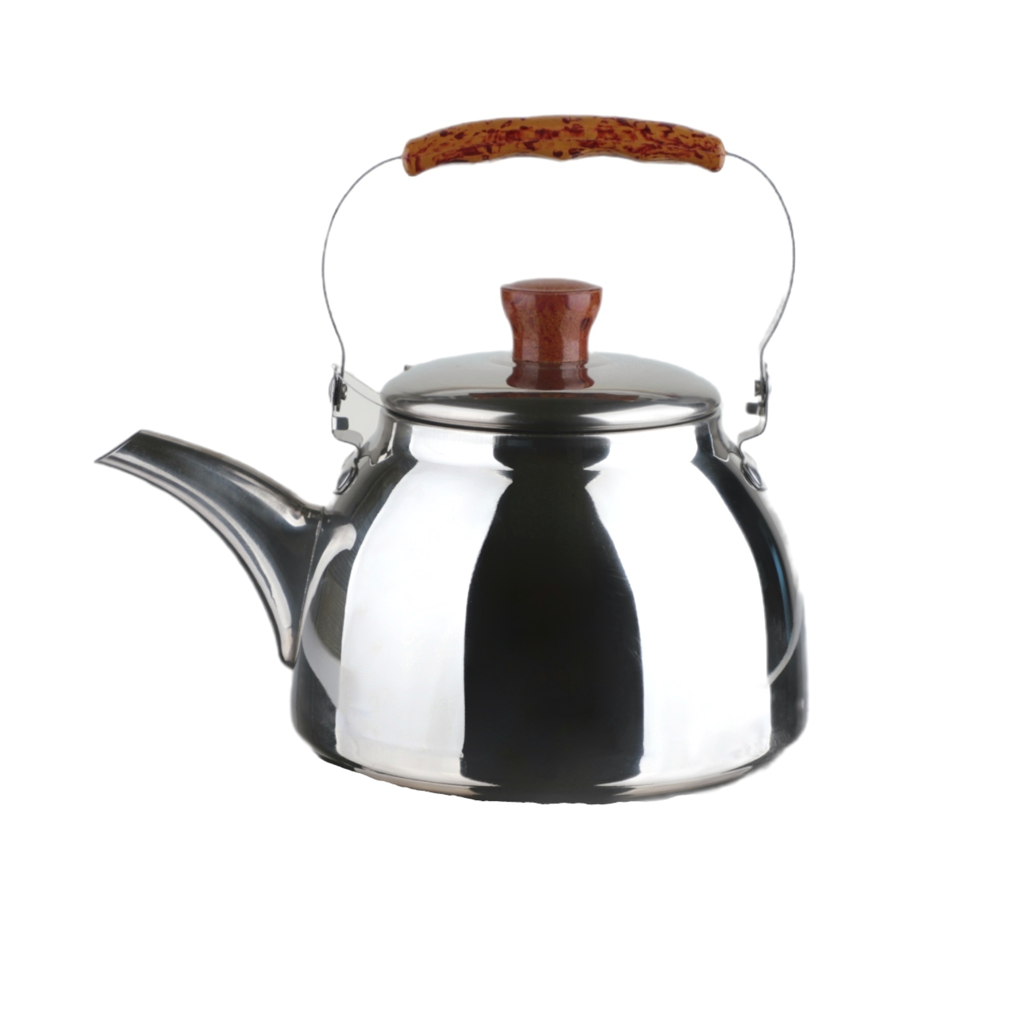 إبريق شاي مصنوع من الستانلس ستيل  من بيستر، مع مقبض لون بني