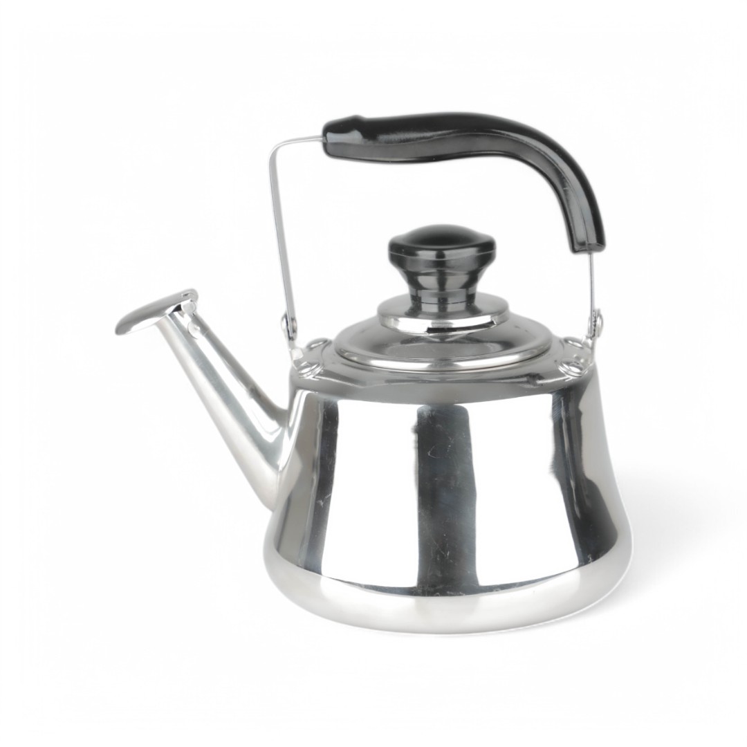 إبريق شاي من بيستر مصنوع من الستانلس ستيل، مع مقبض لون أسود