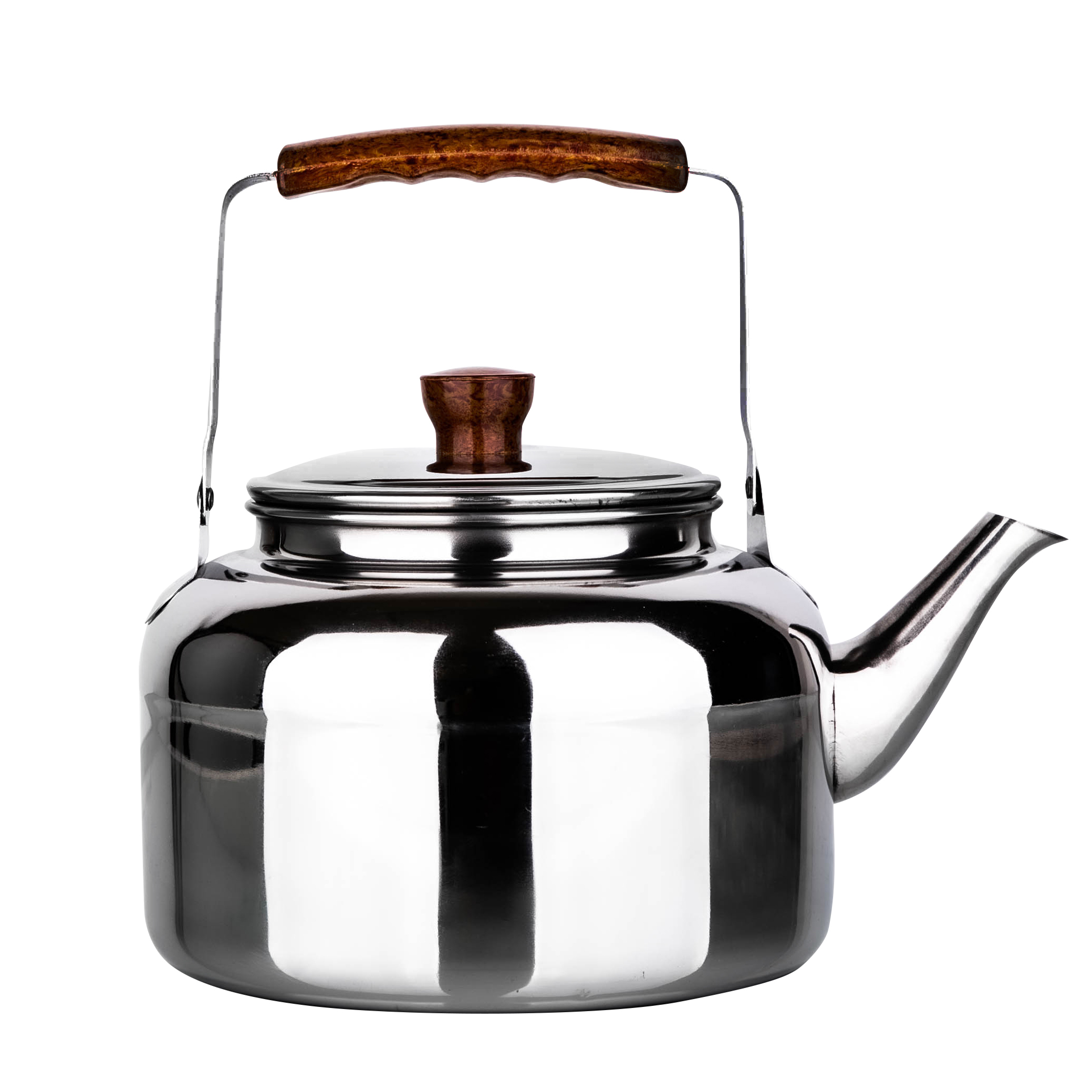 إبريق شاي كلاسيك من بيستر مصنوع من الستانلس ستيل، مع مقبض لون بني 