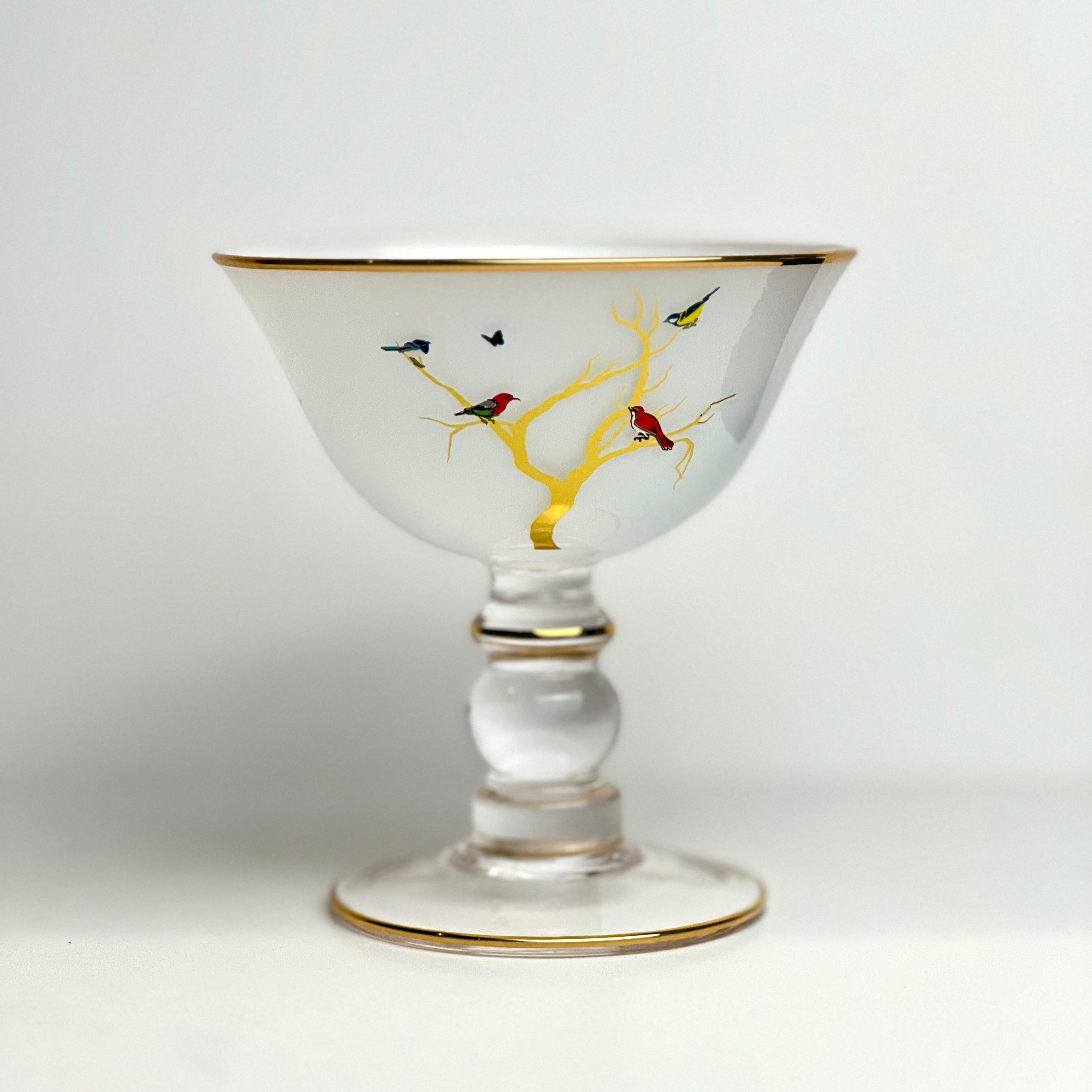 طقم أكواب حلى العصفور من سولتير، لون ذهبي، طقم مكون من 6 قطع