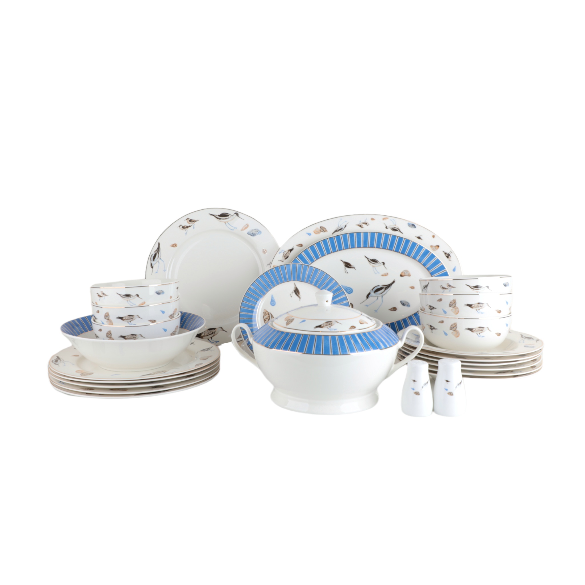 طقم سفرة العصفور من سوليتير، 32 قطعة, طقم سفرة يكفي لـ 6 أشخاص