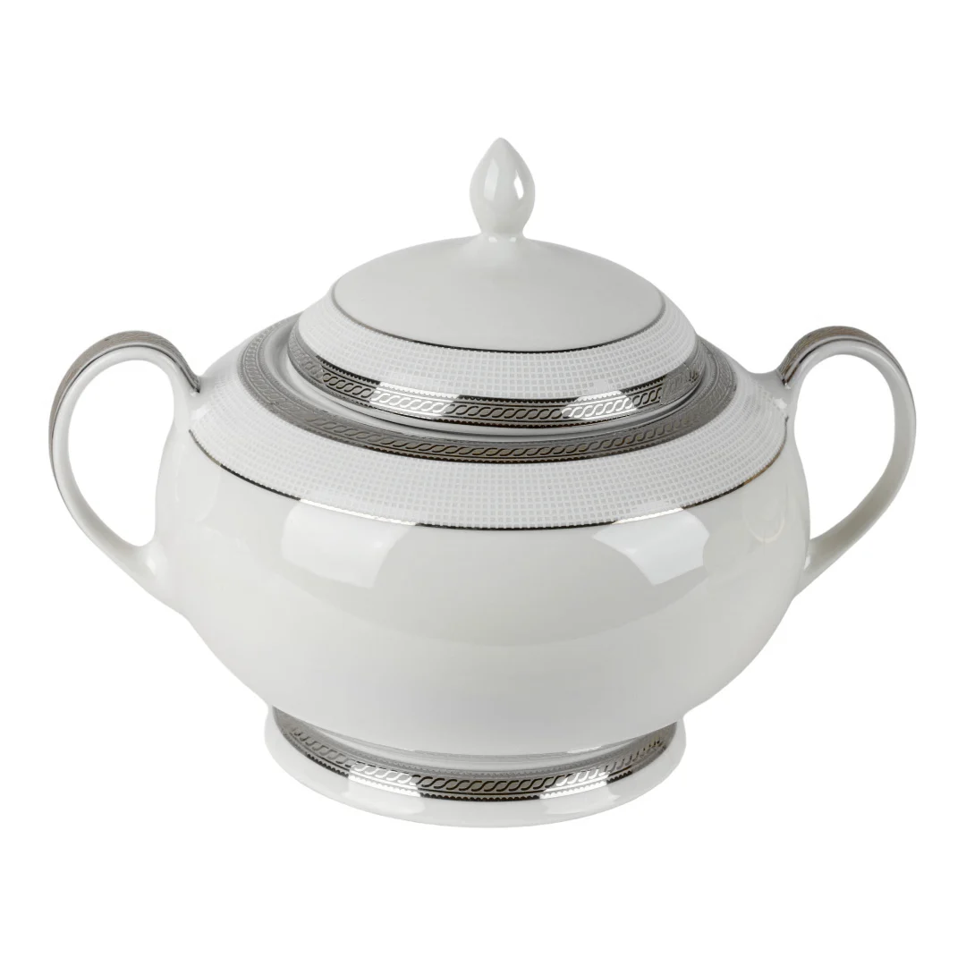 طقم سفرة الأناقة بنقوش  فضي من سوليتير, 32 قطعة, طقم سفرة يكفي لـ 6 أشخاص