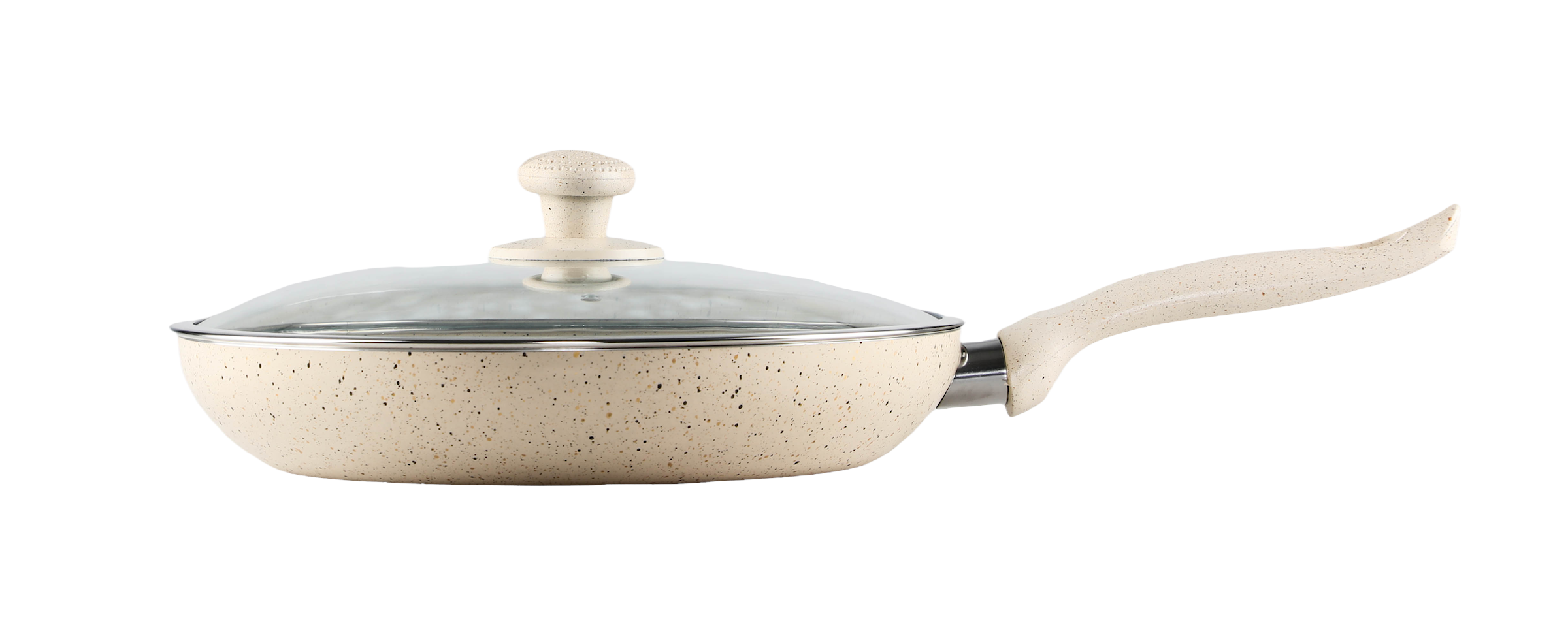 مقلاة جرانيت بمقبض وغطاء زجاجي