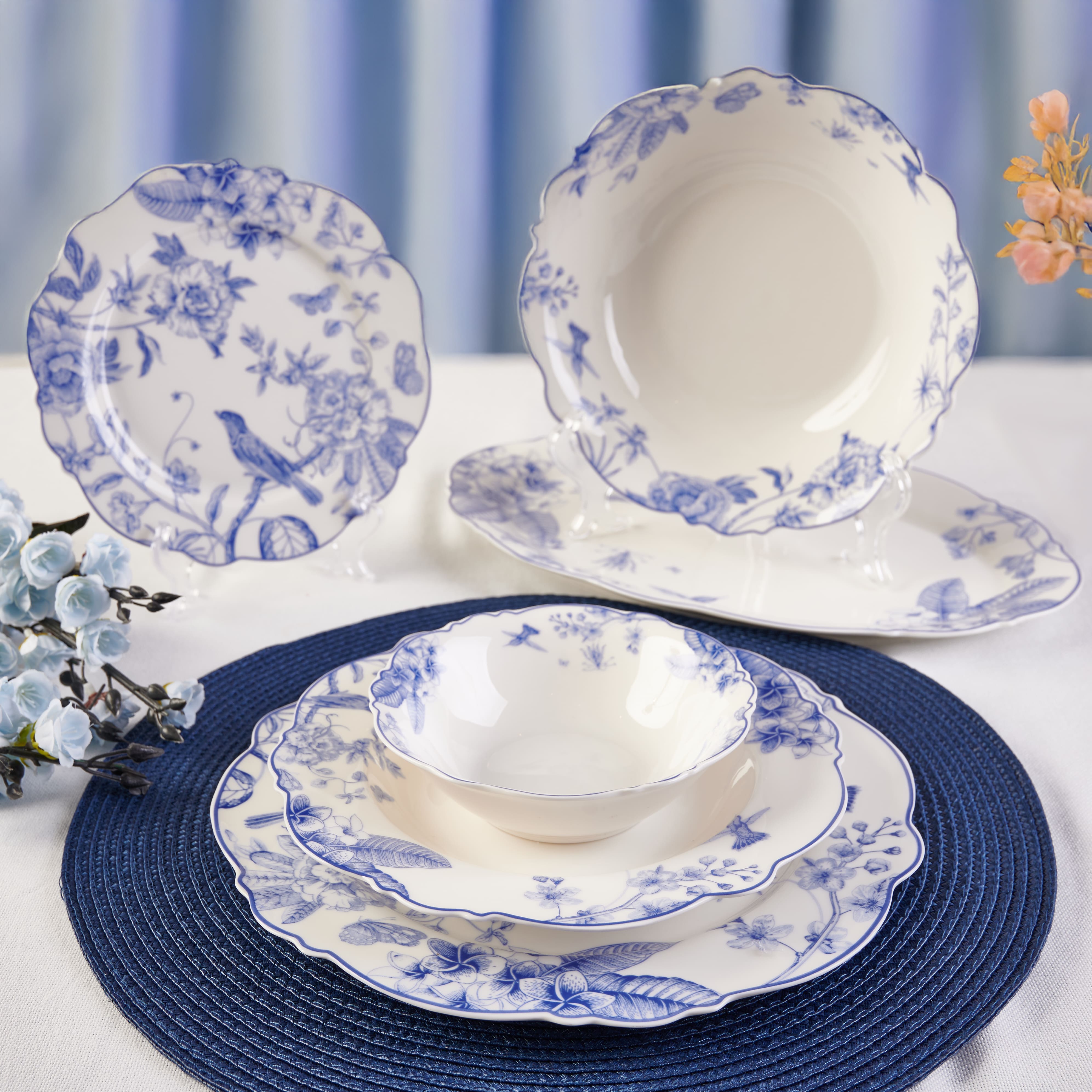 طقم سفرة من سوليتير أزرق، 27 قطعة، طقم سفرة يكفي لـ 6 أشخاص